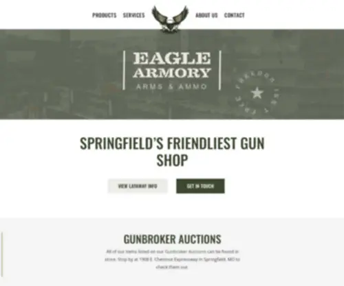 Eaglearmorysgf.com(Your Local & Friendly Gun Shop) Screenshot