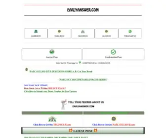 Earlyanswer.net(EarlyAnswer, Best Exam Expo Site, Waec Runs, Neco Runs, Ceebook Answer) Screenshot