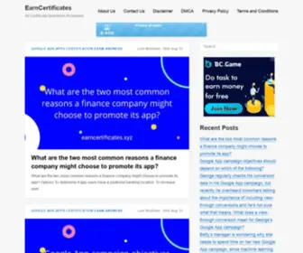 Earncertificates.xyz(All Certificate Questions Answered) Screenshot