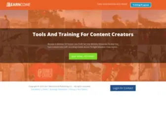Earncome.com(Licensing and training to help you create content) Screenshot
