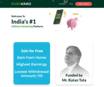 Earnkaro.com(India's #1 affiliate marketing platform) Screenshot