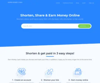 Earnmoneycash.net(Earn Money Cash with Our Free Link Shortener) Screenshot