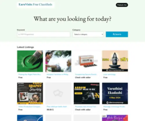 Earnvisits.com(Earn Visits Free Classified Ads) Screenshot