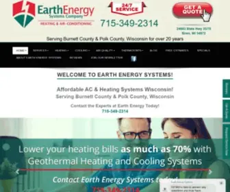 Earthenergywi.com(Affordable heating systems Wisconsin) Screenshot