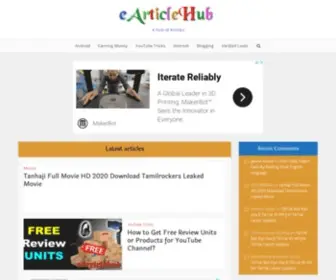 Earticlehub.com(A Hub of Articles) Screenshot