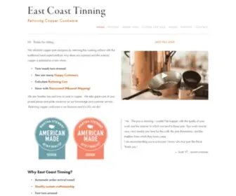 Eastcoasttinning.com(East Coast Tinning Retinning copper pots) Screenshot