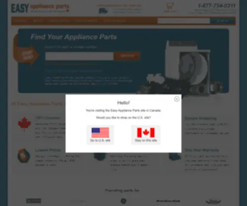 Easyapplianceparts.ca(Easy Appliance Parts) Screenshot