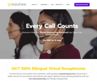 Easybeereceptionist.com(Easybee Virtual Answering Service) Screenshot