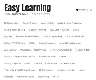 EasylearningDVDs.com(CAD/CAM/CAE & IT Courses and Digital Marketing Resources) Screenshot