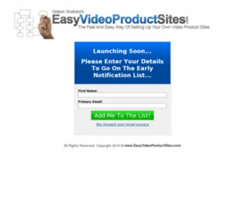 Easyvideoproductsites.com(Easy Video Product Site) Screenshot