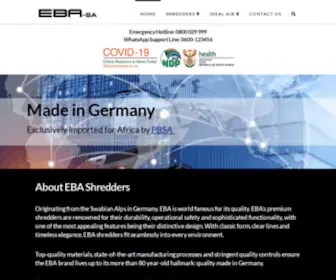 Eba-SA.co.za(EBA-SHREDDERS Originating from the Swabian Alps in Germany) Screenshot
