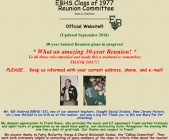 EBHS77.org(Official Web Site of the EBHS Class ofEast Brunswick High School Class of 1977 Reunion) Screenshot