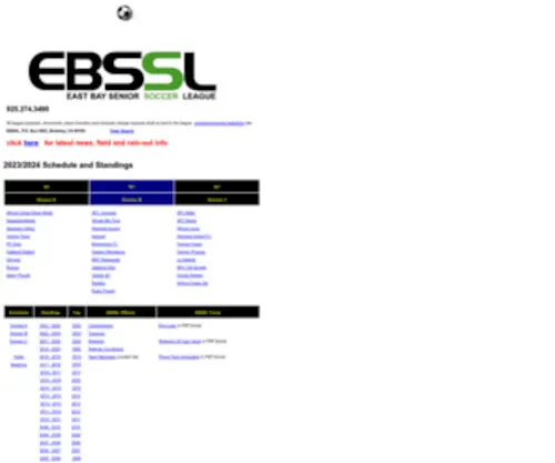 EBSSL.com(East Bay Senior Soccer League) Screenshot