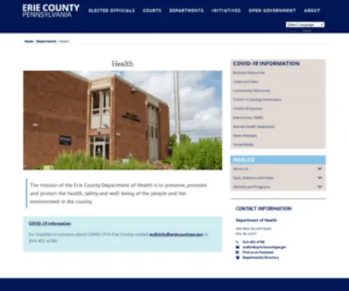 ECDH.org(Erie County Department of Health) Screenshot