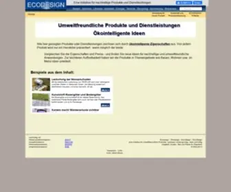 Ecodesign-Beispiele.at(Nachhaltige umweltfreundliche Produkte und Dienstleistungen) Screenshot