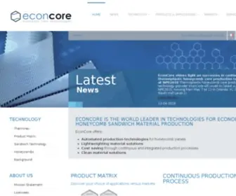 Econcore.com(New technologies and honeycomb cores for economic sandwich material production) Screenshot