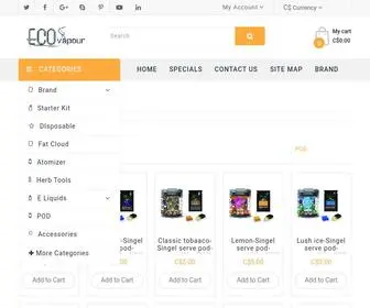 Ecovapour.ca(Eco Vapour) Screenshot