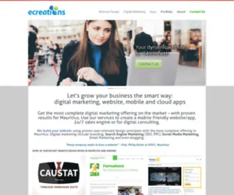 Ecreations.mu(Web Design Mauritius) Screenshot