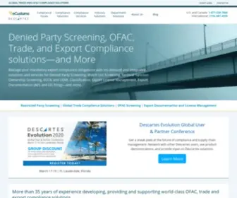 Ecustoms.com(Denied Party Screening & Export Compliance Solutions) Screenshot