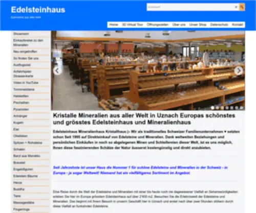 Edelsteinhaus.ch(Das grösste Edelsteinhaus und Mineralienhaus) Screenshot