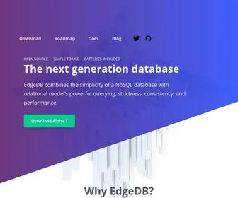 Edgedb.com(The next generation database) Screenshot