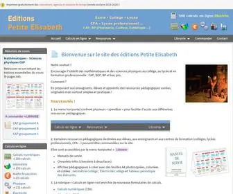 Editions-Petiteelisabeth.fr(Editions Petite Elisabeth. Des ressources pédagogiques en mathématiques) Screenshot