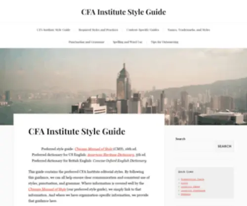 Editorialstyleguide.org(CFA Institute Style Guide) Screenshot