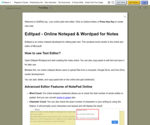 Editpad.org(Online Notepad & Wordpad (Text Editor) for Notes) Screenshot