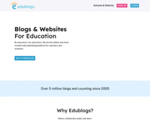 Edublogs.org(Education blogs for teachers) Screenshot
