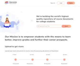 Edumeister.com(We're building the world's largest repository of course documents for college) Screenshot