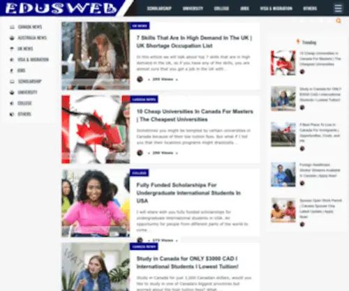 Edusweb.com(Let me show you How you can study abroad free of charge as an international student. Note) Screenshot