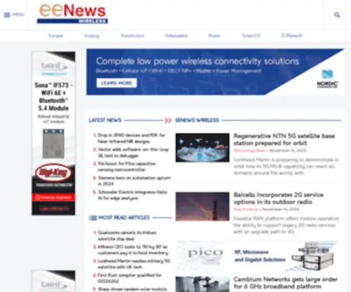 EEnewswireless.com(Microwave Engineering Europe) Screenshot