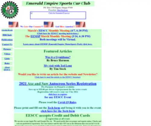 EESCC.org(Emerald Empire Sports Car Club) Screenshot