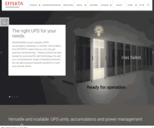Effekta.com.de(Wir sind führender Hersteller für unterbrechungsfreie Stromversorgungen (USV)) Screenshot