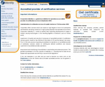 Eidentity.cz(Certifikační autorita) Screenshot