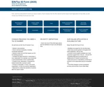 Ein-Tax-ID-Form.com(Online Application & Forms for Federal Tax ID) Screenshot