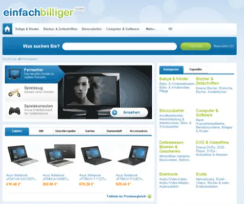 Einfachbilliger.com(Preisvergleich und Shopping bei) Screenshot