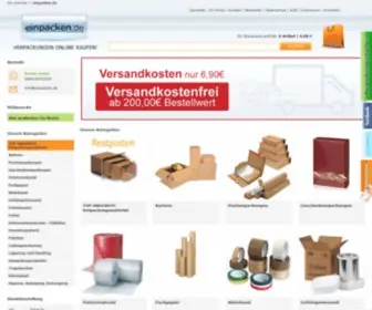 Einpacken.de(Kartons und Verpackungsmaterial online kaufen) Screenshot