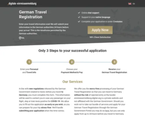 Einreiseanmeldung-Digital.org(German Travel Registration) Screenshot