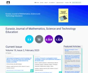 Ejmste.com(Eurasia Journal of Mathematics) Screenshot