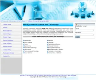 Ejournalofscience.org(ARPN Journal of Science and Technology) Screenshot