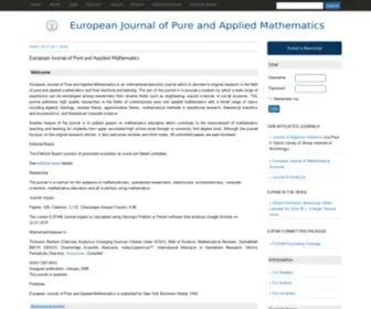 Ejpam.com(European Journal of Pure and Applied Mathematics) Screenshot