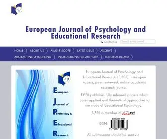 Ejper.com(European Journal of Psychology and Educational Research) Screenshot