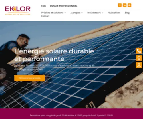 Eklor.pro(Fabricant de solutions solaires pour particuliers et professionnels) Screenshot