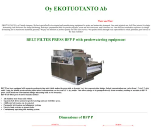 Ekotuotanto.fi(Water and waste water treatment equipment) Screenshot