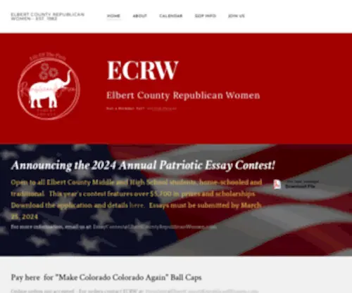 Elbertcountyrepublicanwomen.com(Splash Page for the Elbert County Republican Womens Website. This page) Screenshot