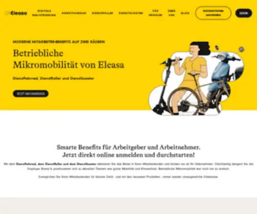 Eleasa.de(Gehaltsumwandlung mit Eleasa. Betriebliche Mikromobilität aus einer Hand) Screenshot