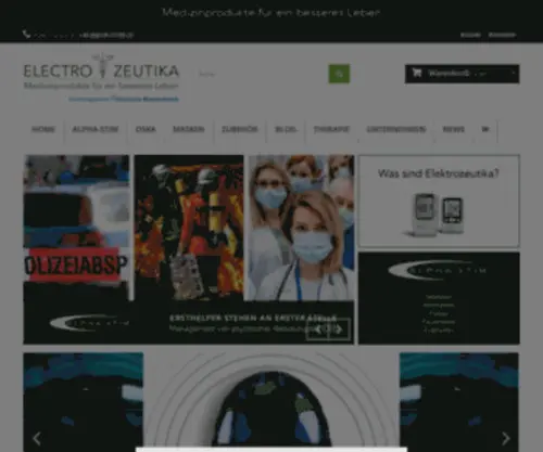 Electro-Zeutika.de(Masken, FFP2, OP-Masken, Elektrotherapie, Stromtherapie, Craniale Elektrostimulation, Reizstrom) Screenshot