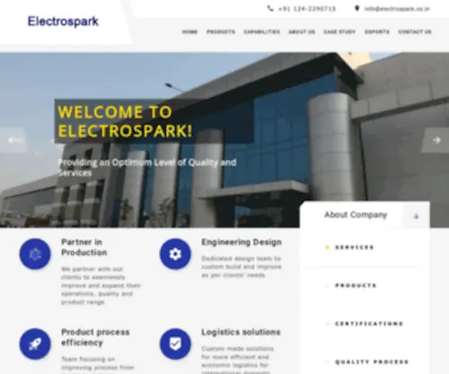 Electrospark.co.in(Specializing in engineering goods manufacturing) Screenshot