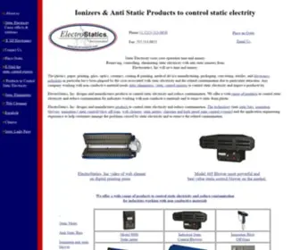 Electrostatics.com(Products to remove static electricity & web cleaners) Screenshot